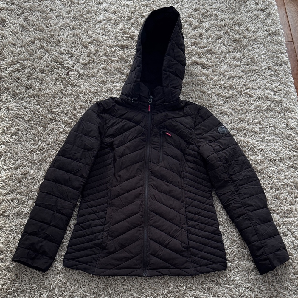 Nautica Black Quilted Hooded Jacket
